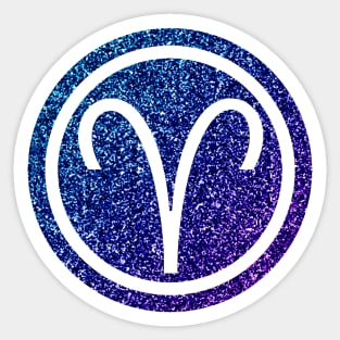 Blue Purple Glitter Zodiac - Aries Sticker